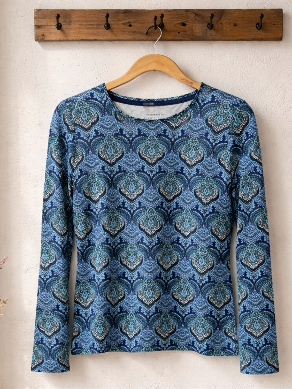 Talbots Blue Patterned Long-Sleeve Women's Top